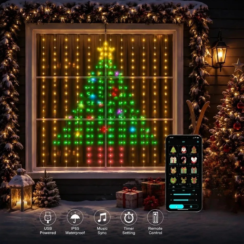 Home Decor Lighting - Luces LED de cortina de píxeles,