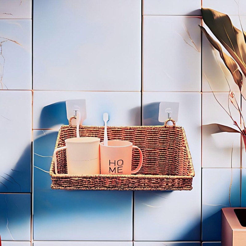 Woven Wall Basket - Cesta de Almacenamiento Colgante de Mimbre