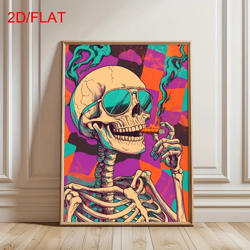 Home Decor Gothic - Póster Abstracto de Calavera Fumando, Decoración