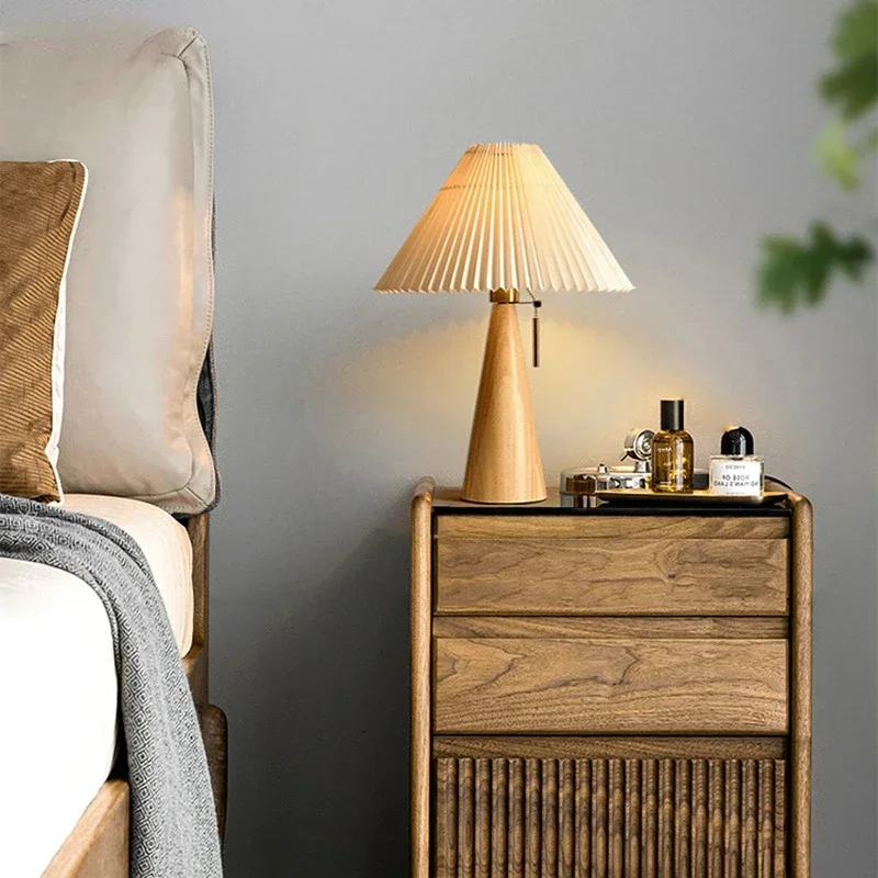 Home Decor Lighting - Lámpara de mesa plisada retro, luces