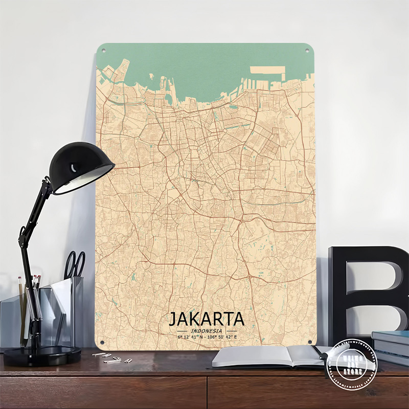 Póster impreso con mapa Vintag - Home Decor Jakarta reseña y precio