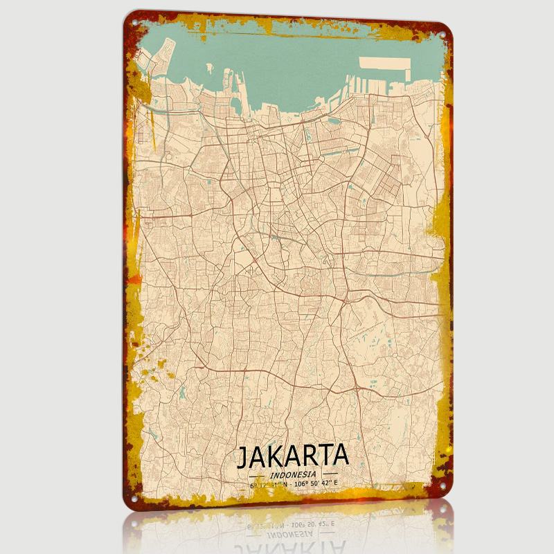 Póster impreso con mapa Vintag - Home Decor Jakarta reseña y precio