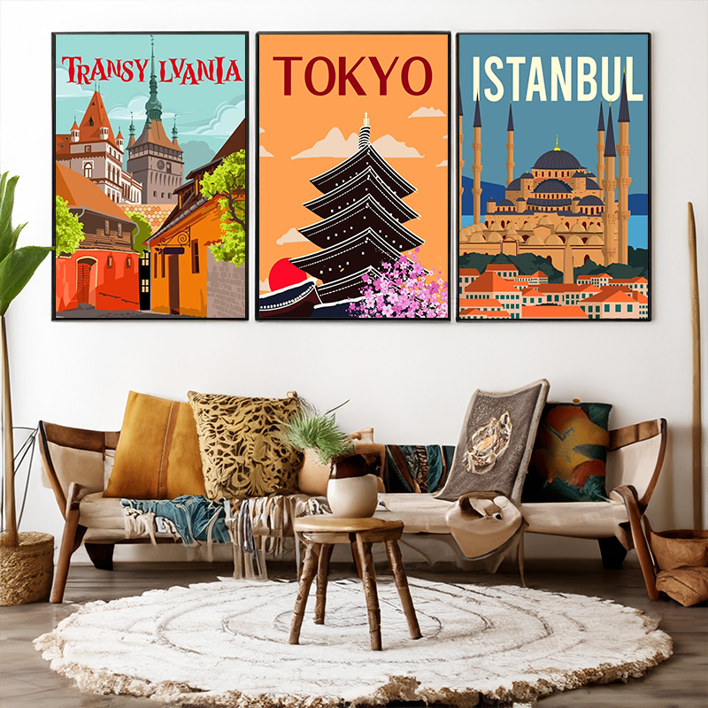 Pósteres de viaje de estilo re - Home Decor Jakarta reseña y precio