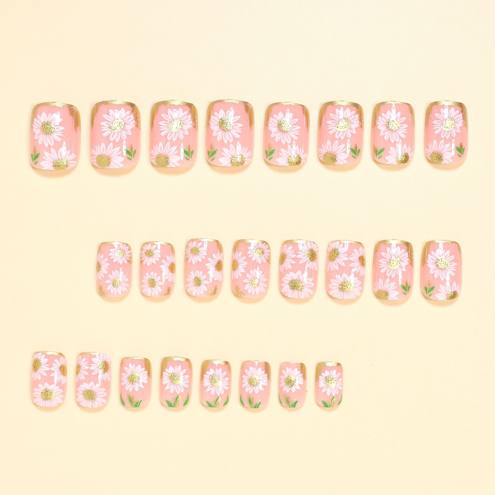 Uñas postizas cuadradas cortas - Pressed Flower Frame reseña y precio