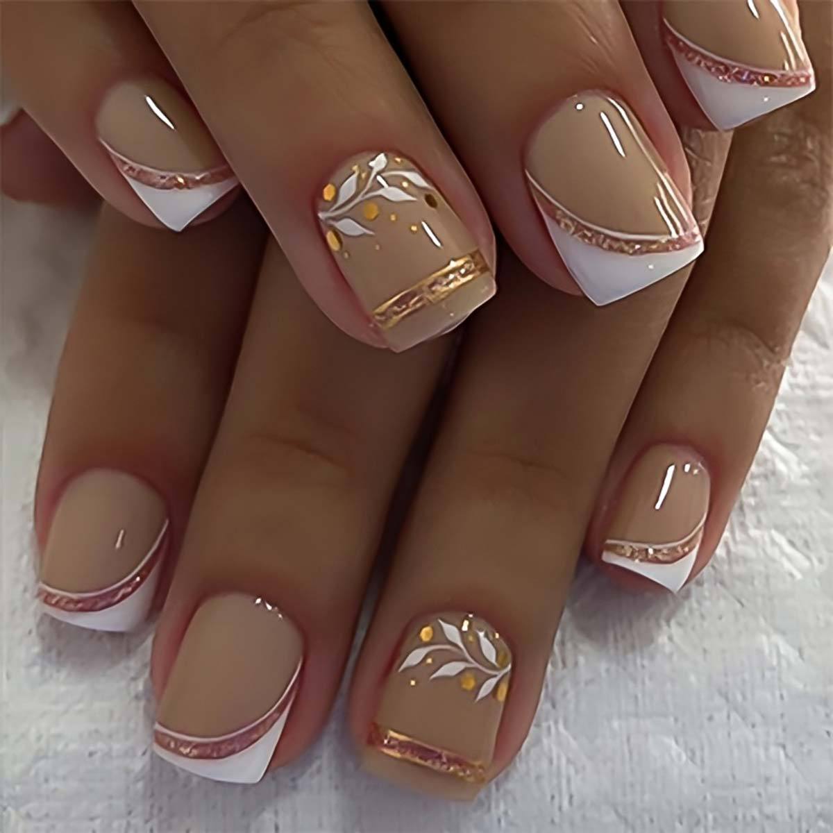Uñas postizas cuadradas cortas - Pressed Flower Frame reseña y precio