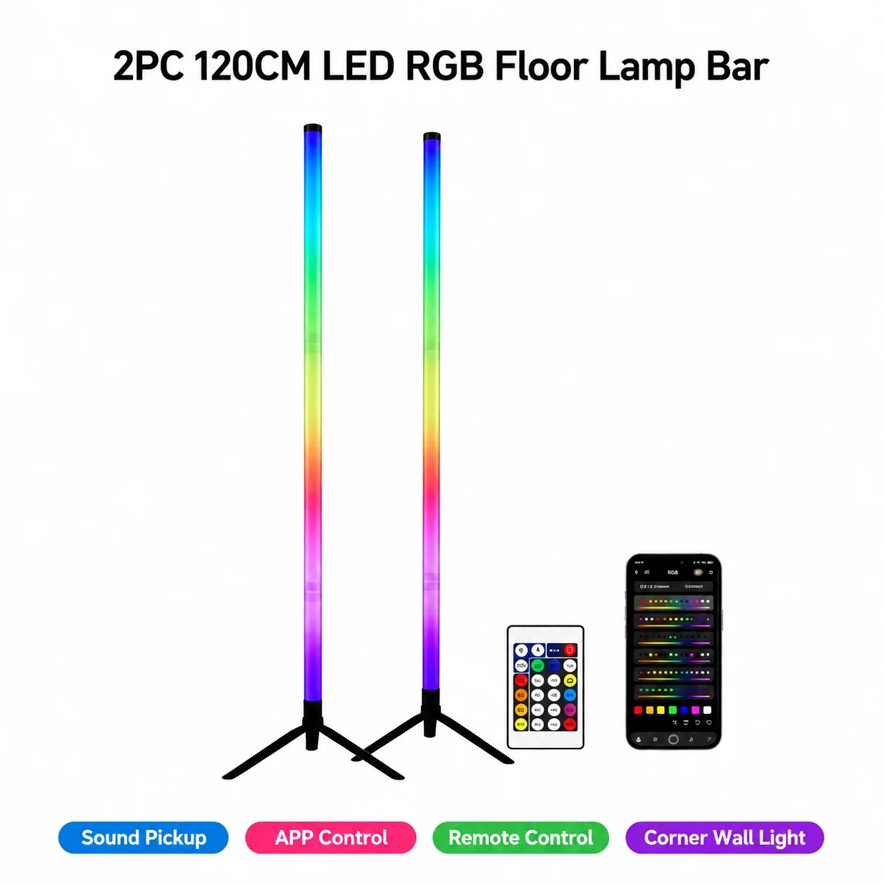 2 Lámparas de Pie RGB de 120 C - Home Decor Lighting reseña y precio