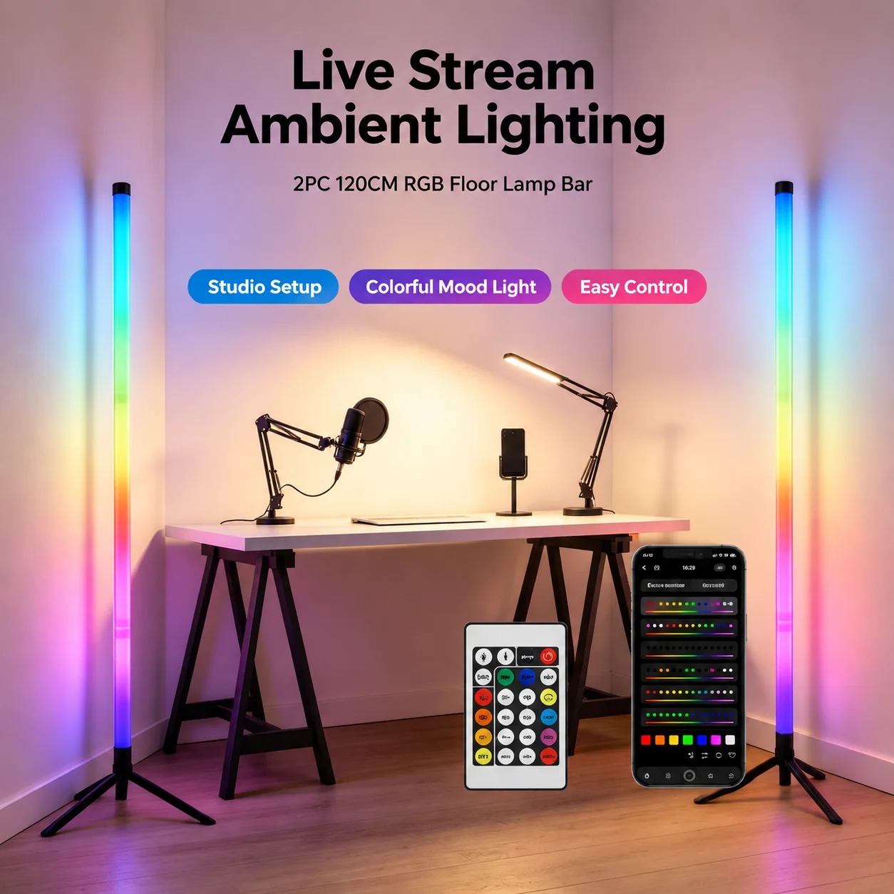 2 Lámparas de Pie RGB de 120 C - Home Decor Lighting reseña y precio