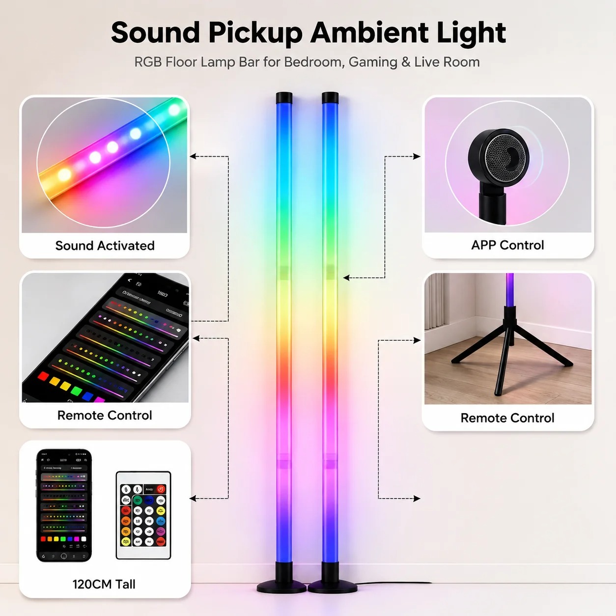 2 Lámparas de Pie RGB de 120 C - Home Decor Lighting reseña y precio