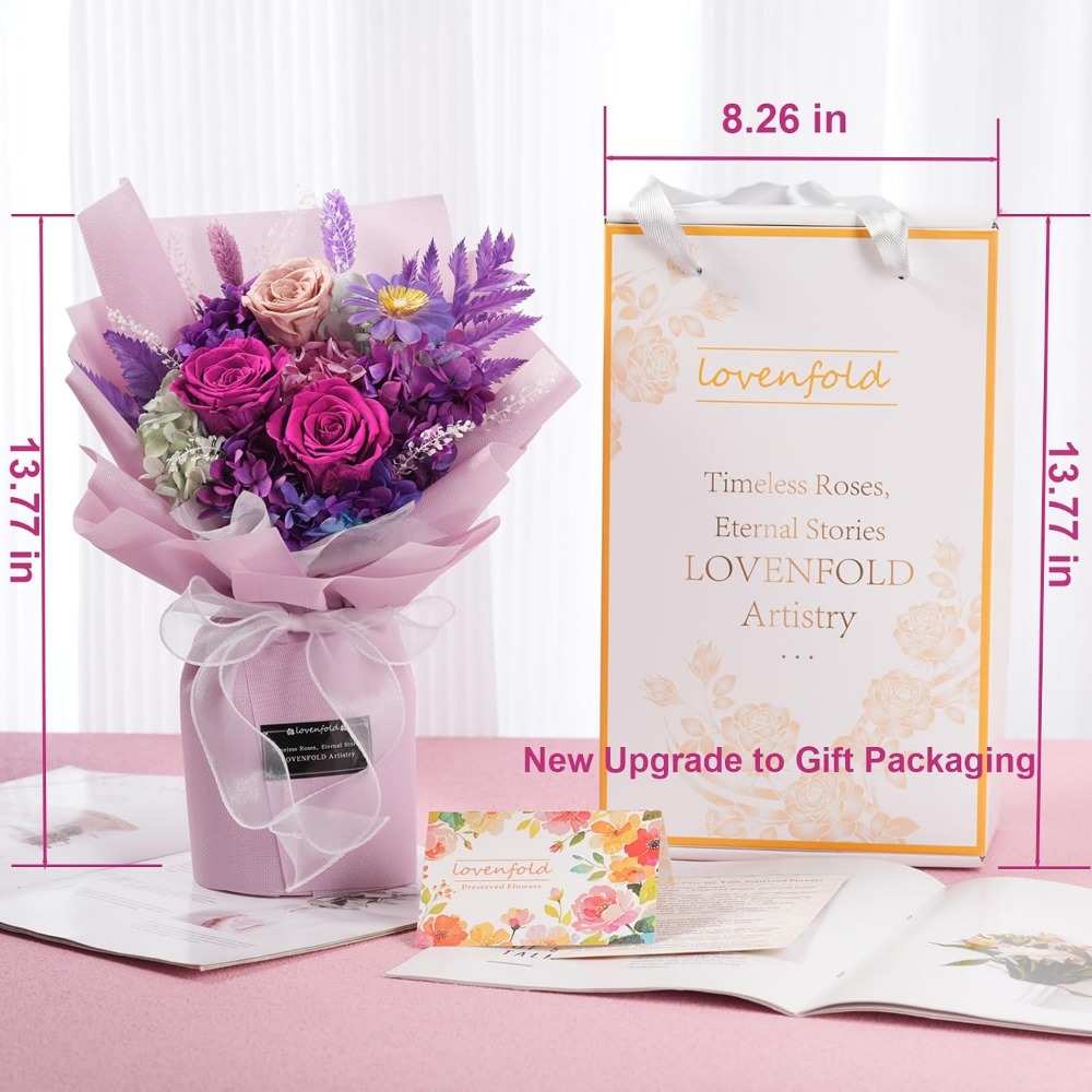 Ramos de Rosas Púrpuras Preser - Home Decor Tulip reseña y precio
