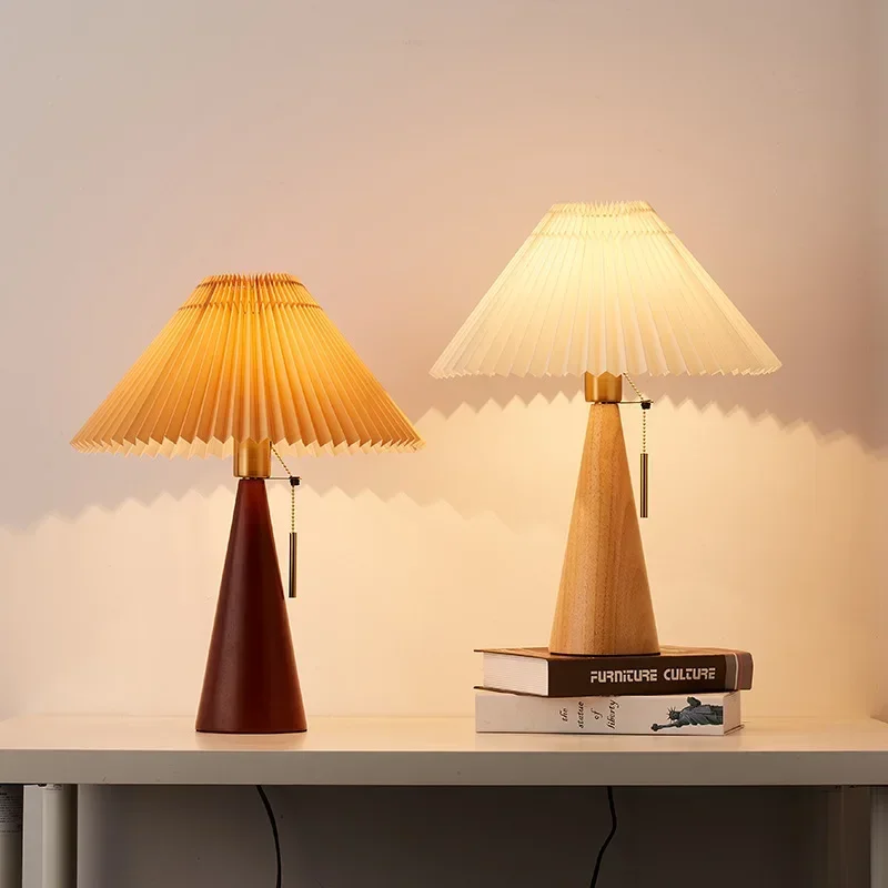 Lámpara de mesa plisada retro, - Home Decor Lighting reseña y precio