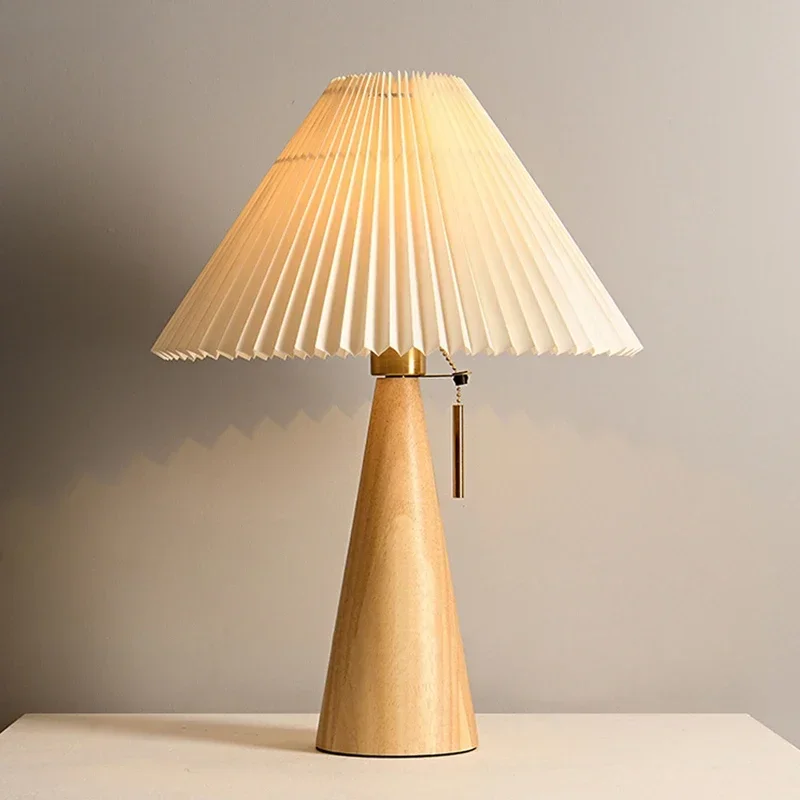 Lámpara de mesa plisada retro, - Home Decor Lighting reseña y precio